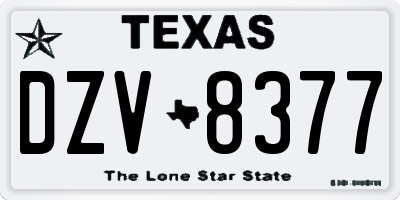 TX license plate DZV8377