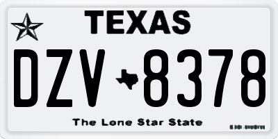 TX license plate DZV8378
