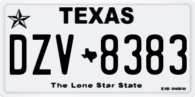 TX license plate DZV8383