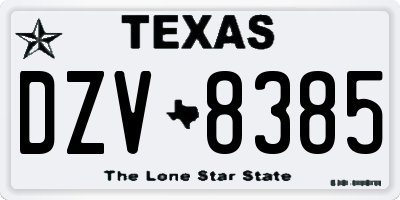 TX license plate DZV8385