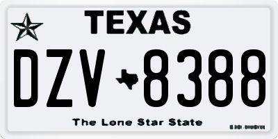 TX license plate DZV8388