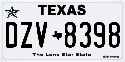TX license plate DZV8398