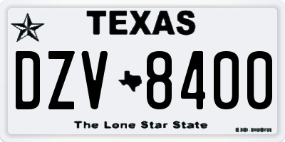 TX license plate DZV8400