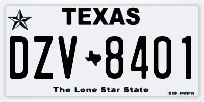 TX license plate DZV8401