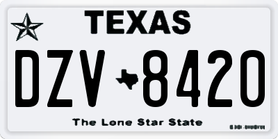 TX license plate DZV8420