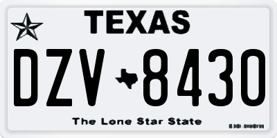 TX license plate DZV8430