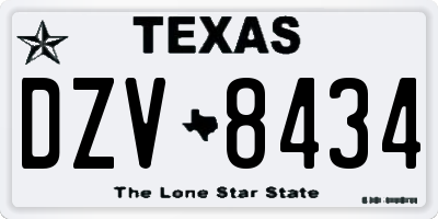 TX license plate DZV8434