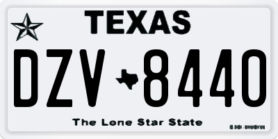 TX license plate DZV8440