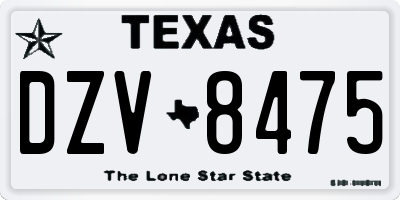 TX license plate DZV8475