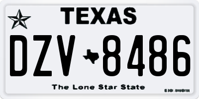 TX license plate DZV8486