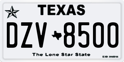 TX license plate DZV8500