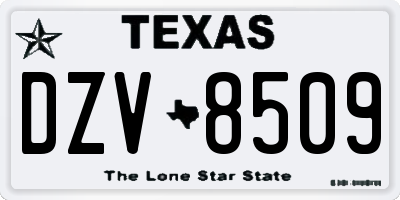 TX license plate DZV8509