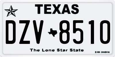 TX license plate DZV8510