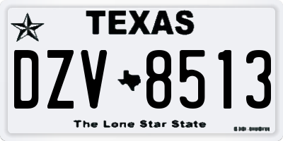 TX license plate DZV8513