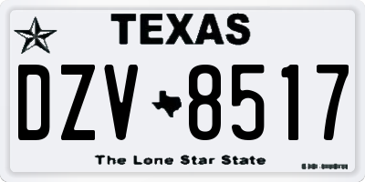 TX license plate DZV8517