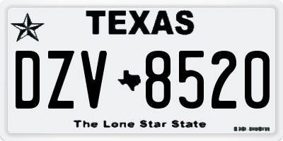 TX license plate DZV8520