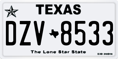 TX license plate DZV8533
