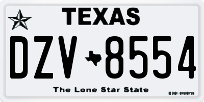 TX license plate DZV8554