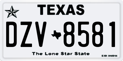 TX license plate DZV8581