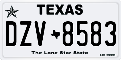 TX license plate DZV8583