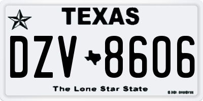 TX license plate DZV8606