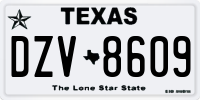 TX license plate DZV8609