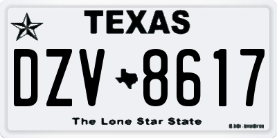 TX license plate DZV8617