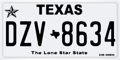 TX license plate DZV8634