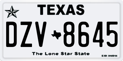TX license plate DZV8645