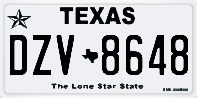 TX license plate DZV8648