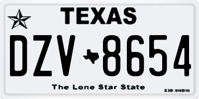 TX license plate DZV8654