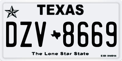 TX license plate DZV8669
