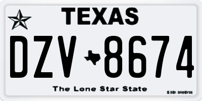 TX license plate DZV8674
