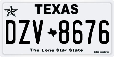 TX license plate DZV8676