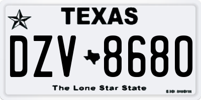 TX license plate DZV8680
