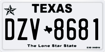 TX license plate DZV8681