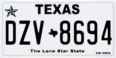 TX license plate DZV8694