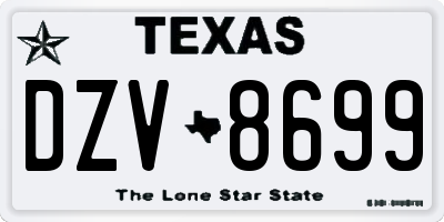 TX license plate DZV8699