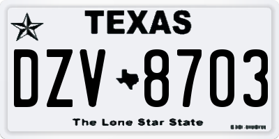 TX license plate DZV8703