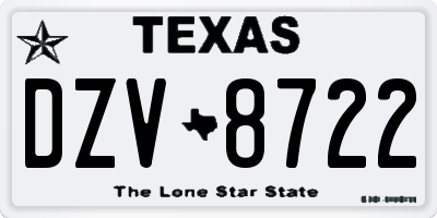 TX license plate DZV8722