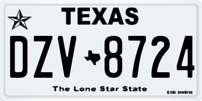 TX license plate DZV8724