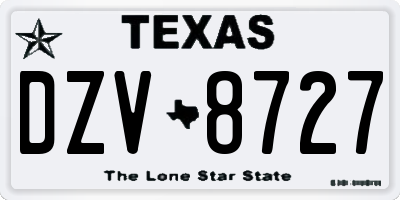 TX license plate DZV8727