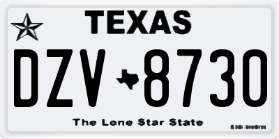 TX license plate DZV8730