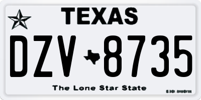 TX license plate DZV8735
