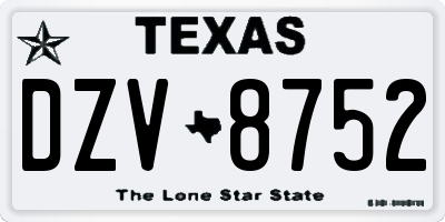 TX license plate DZV8752