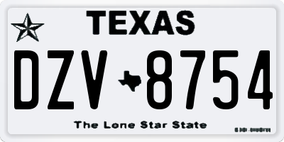 TX license plate DZV8754
