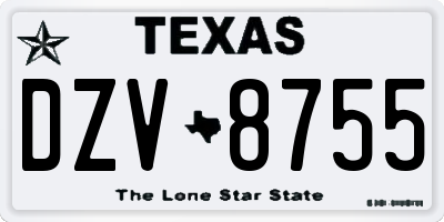 TX license plate DZV8755