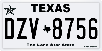 TX license plate DZV8756