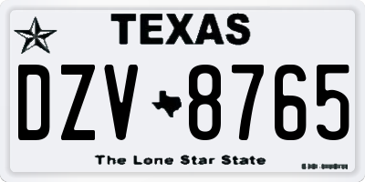 TX license plate DZV8765