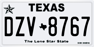 TX license plate DZV8767
